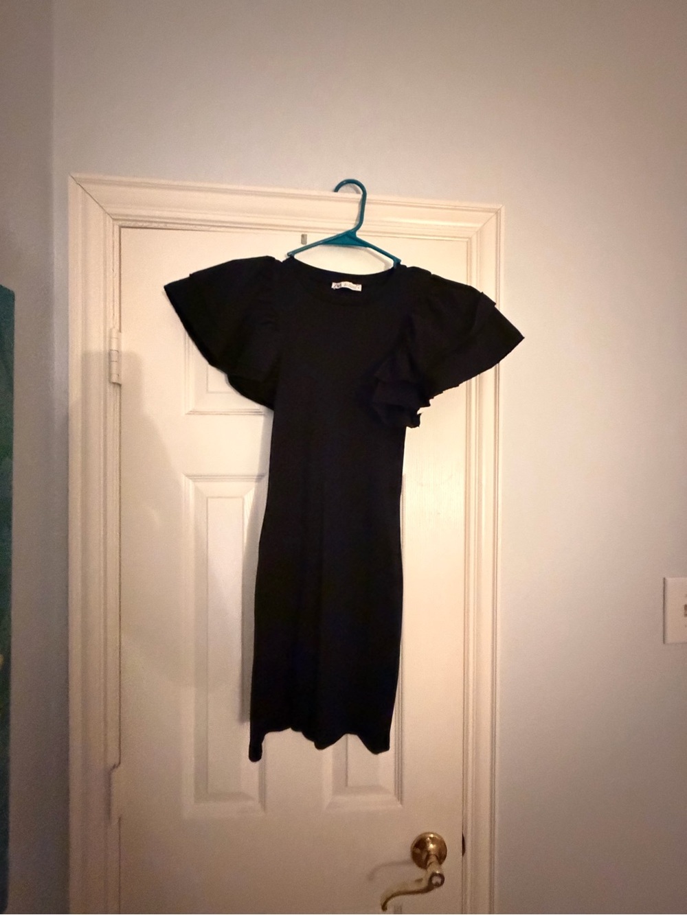 Black Ruffle Sleeve Midi Dress Zara